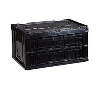 Relaxdays Pack de 2 Cajas de Almacenaje Plegables con Tapa, Plástico, Negro, 32.5 x 58.5 x 39.5 cm