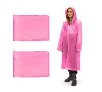 Relaxdays Pack de 2 Chubasqueros, Impermeables con Capucha, Ponchos Lluvia Reutilizables, Hombre y Mujer, Largos, Rosa