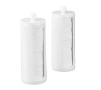 Relaxdays Pack de 2 Dispensadores Algodón con Tapa, 20 x 7 cm Acrílico, Blanco