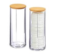 Relaxdays Pack de 2 Dispensadores Algodón con Tapa, Acrílico, 20 x 7 cm, 2 Unidades, 2