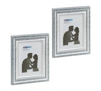 Relaxdays Pack de 2 marcos de fotos 15x20 cm plata
