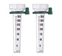 Relaxdays Pack de 2 Pluviómetros, con Soporte, Medidores Lluvia Caída, Escala de 35 mm/m², Plástico, Transparente/Verde