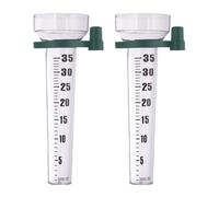 Relaxdays Pack de 2 pluviómetros con soporte verde oscuro,negro,transparente