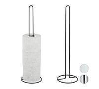 Relaxdays Pack de 2 Portarrollos Baño Pie, Soporte Papel Higiénico de Recambio, 5 Rollos, Metal, 1 Ud., 50x14 cm, Negro