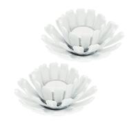 Relaxdays Pack de 2 Portavelas, Forma de Flor, Candelabros Hierro Fundido, Interior y Exterior, 6x13,5cm, Blanco