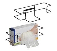 Relaxdays Pack de 2 Soportes para Dispensador de Guantes Desechables, Montaje de Pared, 9,5 x 28 x 9,5 cm, Hierro, Negro
