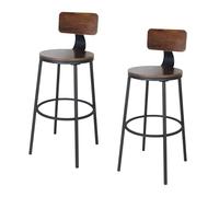 Relaxdays Pack de 2 Taburetes de Bar con Respaldo, Efecto Madera y Metal, Industrial, marrón/Negro 99 x 54 x 54 cm