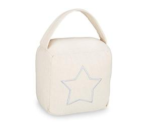 Relaxdays Pack de 2 Topes Puerta con Asa con Diseño Vintage, Poliéster y Arena, Beige, 18,5 x 14 x 10 cm