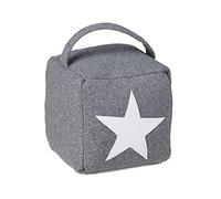 Relaxdays Pack de 2 Topes Puerta con Asa, Tela-Arena, Gris, 20 x 15 x 15 cm | con asa, decorativo, (Al x An x Fon) 20 x 15 x 15 cm