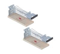 Relaxdays Pack 2 Trampas para Ratones Vivos, Ratoneras no Letales, 7x16x6,5 cm, Cajas Atrapa Ratas, Natural y Plateado, Hierro