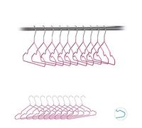 Relaxdays Pack de 20 Perchas Bebé Antideslizantes, Metal, Rosa, 30 cm | Barra de seguridad para bebés con muescas, con revestimiento de PVC, 30 cm