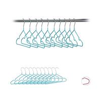 Relaxdays Pack de 20 Perchas Bebé Antideslizantes, Metal, Turquesa, 30 cm | Barra de seguridad para bebés con muescas, con revestimiento de PVC, 30 cm