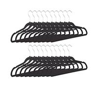 Relaxdays Pack de 20 Perchas Finas, Pantalones y Faldas, Plástico y Terciopelo, H x L x P: 22,5 x 41,5 x 0,6, Negro