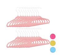Relaxdays Pack de 20 Perchas Infantiles Antideslizantes, Ganchos Giratorios, Plástico-Terciopelo, Rosa Bebé