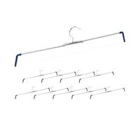 Relaxdays Pack de 20 Perchas Pantalones Extensibles, Faldas, Antideslizantes, 30-50 cm Ancho, Metal-PVC, Plateado-Azul