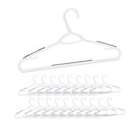 Relaxdays Pack de 20 Perchas Ropa Antideslizantes, Barra Pantalones o Faldas, Colgador Corbatas, Plástico-Goma, Blanco