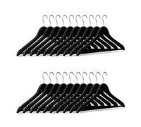 Relaxdays Pack de 20 Perchas Ropa para Pantalones y Camisas, Negro, 23 x 44 x 1 cm