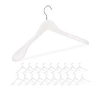 Relaxdays Pack de 20 Perchas Traje Anchas, para Chaquetas, Abrigos o Vestidos, Madera, 45 cm de Ancho, Blanco