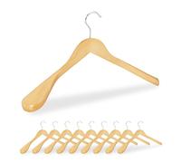 Relaxdays Pack de 20 perchas traje marrón claro,plata