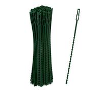 Relaxdays Pack 200 Bridas Plástico, 23 cm, Sujetadores para Atar Plantas, Ajustables, Reutilizables, para Tutores, Verde
