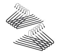 Relaxdays Pack de 24 Perchas Ropa para Pantalones Antideslizantes, Metal y PVC, 35 cm, Negro