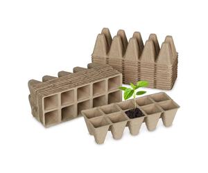 Relaxdays Pack de 24 semilleros para 240 plántulas marrón claro