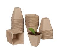 Relaxdays Pack de 240 semilleros cuadrados 8 cm marrón