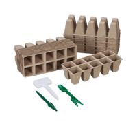 Relaxdays Pack de 240 semilleros cuadrados blanco,verde oscuro,marrón claro