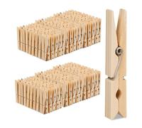 Relaxdays Pack de 288 Pinzas de Ropa, para la Colada o Manualidades, 7,5 x 1,5 x 1 cm, Madera de Bambú, Natural, Hierro