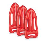 Relaxdays Rettungsboje Aufblasbar 3er Set Pack 3 Boyas Salvavidas Hinchables, Accesorio Disfraz Socorrista, Juguete Playa y Piscina, con Cuerda, Rojo, 7 x 30 x 64 cm