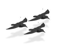 Relaxdays Pack de 3 Figuras Cuervo Espantapájaros, Ahuyentadores Palomas Colgantes, con Anillo, Jardín y Balcón, Negro