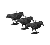 Relaxdays Pack de 3 Figuras Cuervo Espantapájaros, Ahuyentadores Palomas, Colgantes o de Pie, Jardín y Balcón, Negro