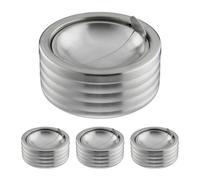 Relaxdays Pack de 4 ceniceros con tapa plata