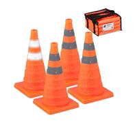 Relaxdays Pack de 4 conos de señalización naranja,plata