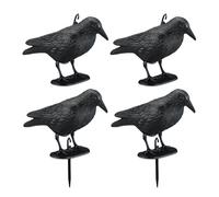 Relaxdays Pack de 4 Figuras Cuervo Espantapájaros, Ahuyentadores Palomas, Colgantes o de Pie, Jardín y Balcón, Negro
