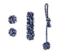 Relaxdays Pack de 4 Juguetes para Perros Medianos y Grandes, Nudo Cachorro, Cuerdas Algodón Higiene Dental, Multicolor