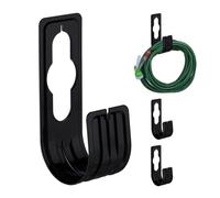 Relaxdays Soporte Manguera de Pared o Grifo, Pack de 4, Cuelgamangueras Jardín, para hasta 30 m, 22 x 7,5 x 10 cm, Negro