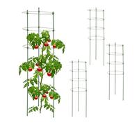 Relaxdays Pack 4 Tutores Plantas, Soporte 91 cm, Guía para Trepadoras de Metal, Tomates, Pepinos, Rosas, Redondo, Verde, Hierro