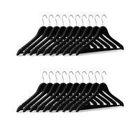 Relaxdays Pack de 40 perchas ropa negras con barra negro,plata