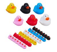 Relaxdays Pack de 48 patitos de goma de colores blanco,azul,amarillo