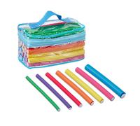 Relaxdays Pack de 48 rizadores de pelo con estuche azul,amarillo,fucsia