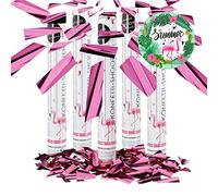 Relaxdays Pack de 5 Cañones Confeti Manual para Bodas y Fiestas, Rosa, 40 cm