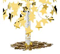Relaxdays Pack de 5 Cañones Confeti para Lluvia de Estrellas en Bodas y Cumpleaños, Dorado, 6-8 m Altura, 40 cm