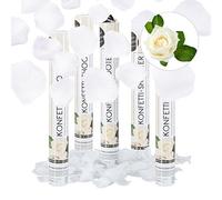 Relaxdays Pack de 5 Cañones de Confeti Pétalos de Rosa para Bodas y Aniversarios, hasta 8 m de Altura, Blanco, 40 cm