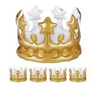 Relaxdays Pack de 5 coronas cumpleaños hinchables blanco,oro