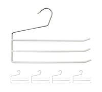 Relaxdays Pack de 5 perchas pantalones blanco,plata