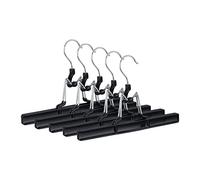 Relaxdays Pack de 5 Perchas Pantalones y Faldas, Metal y PVC, Negro, 15.8 x 26 x 3 cm
