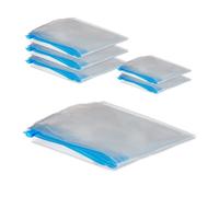 Relaxdays Pack de 6 bolsas de almacenaje al vacío azul,transparente