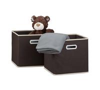 Relaxdays Pack de 6 cajas plegables crema,marrón oscuro