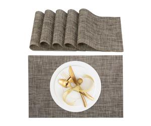 Relaxdays Pack de 6 manteles individuales marrón
